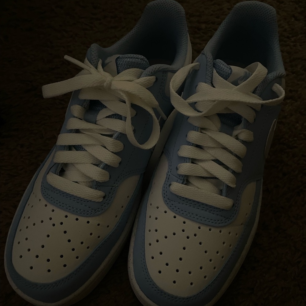 Nike White and Light Blue Sneakers